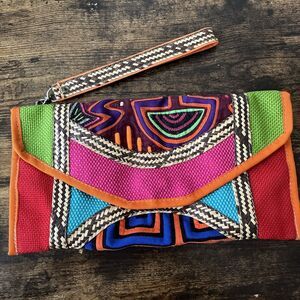 UNIQUE BATIK Boho Columbia Cotton Pocket Lined Rainbow Coin Wallet Purse